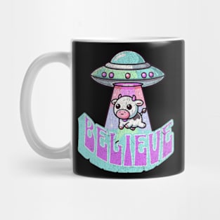 Believe UFO Cow Abduction Kawaii Alien Extraterrestrial Mug